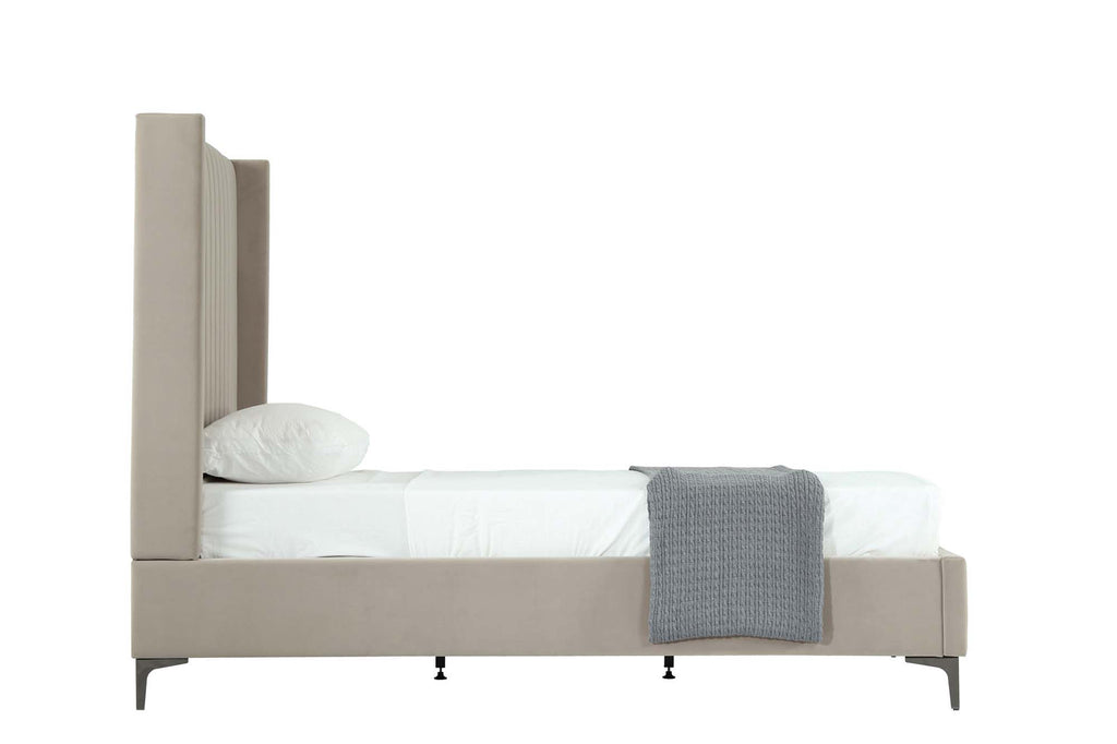 Promenade Upholstered Velvet Twin Bed in Rustic