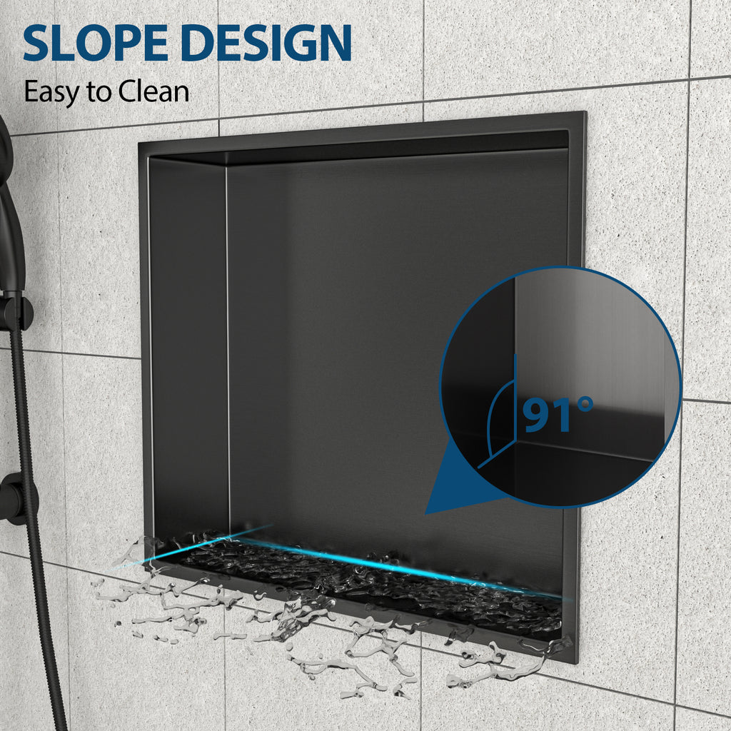 17" x 15" Stainless Steel Shower Niche in Gunmetal