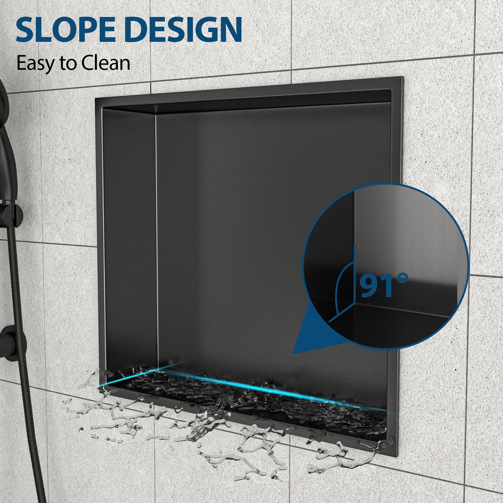 17" x 15" Stainless Steel Shower Niche in Gunmetal