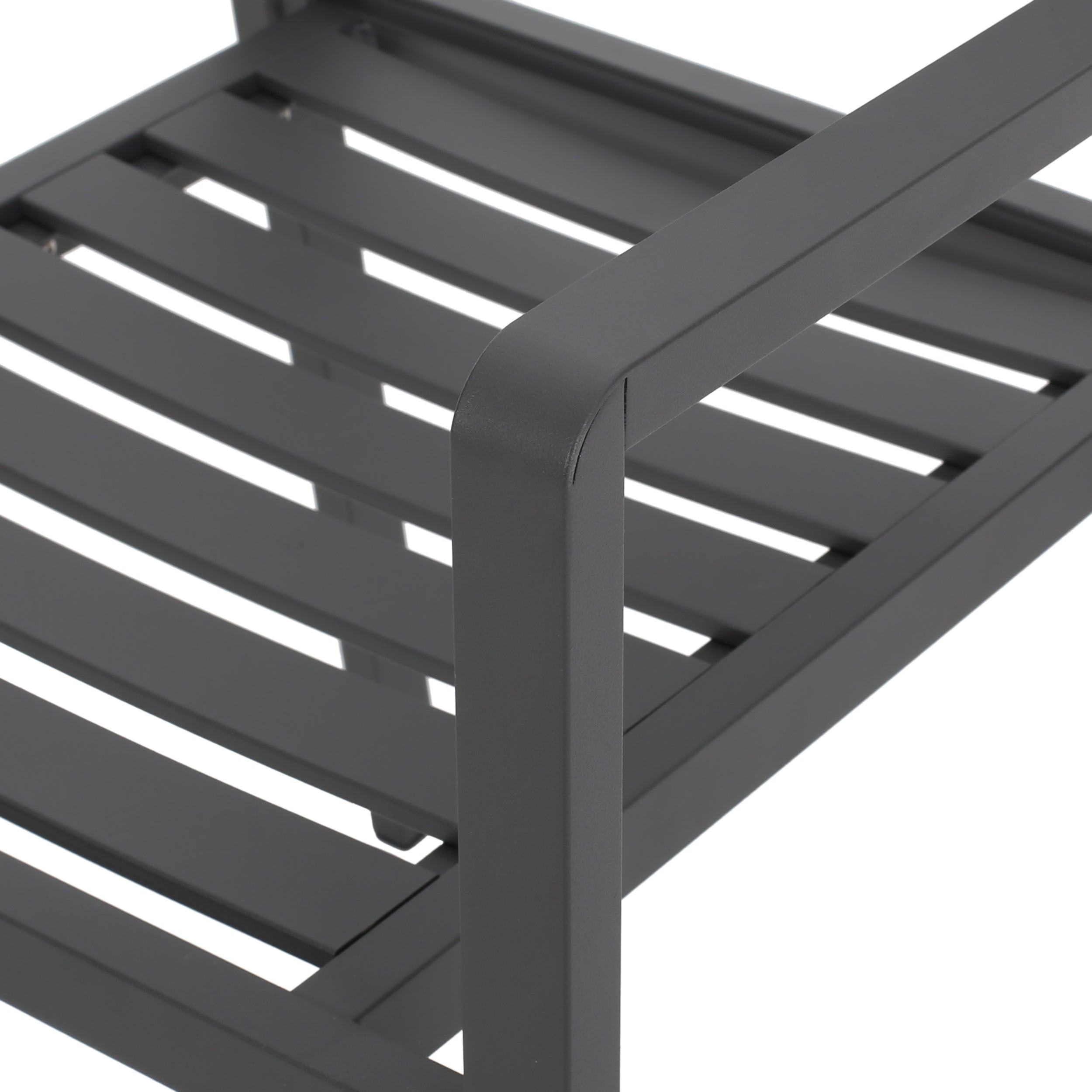 Outdoor Modern Aluminum Dining Chair (Set of 2), Gun Metal Gray