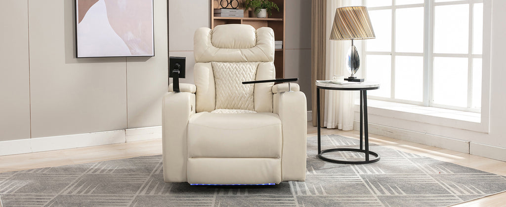 270 Degree Swivel PU Leather Power Recliner