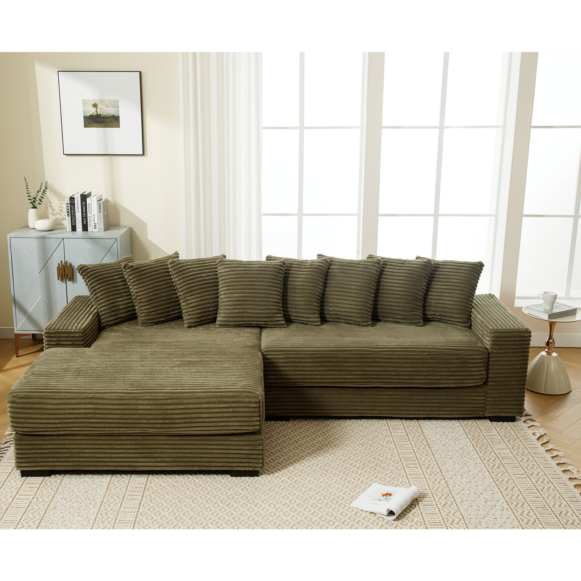 Oversized Two-Piece Velvet Sofa