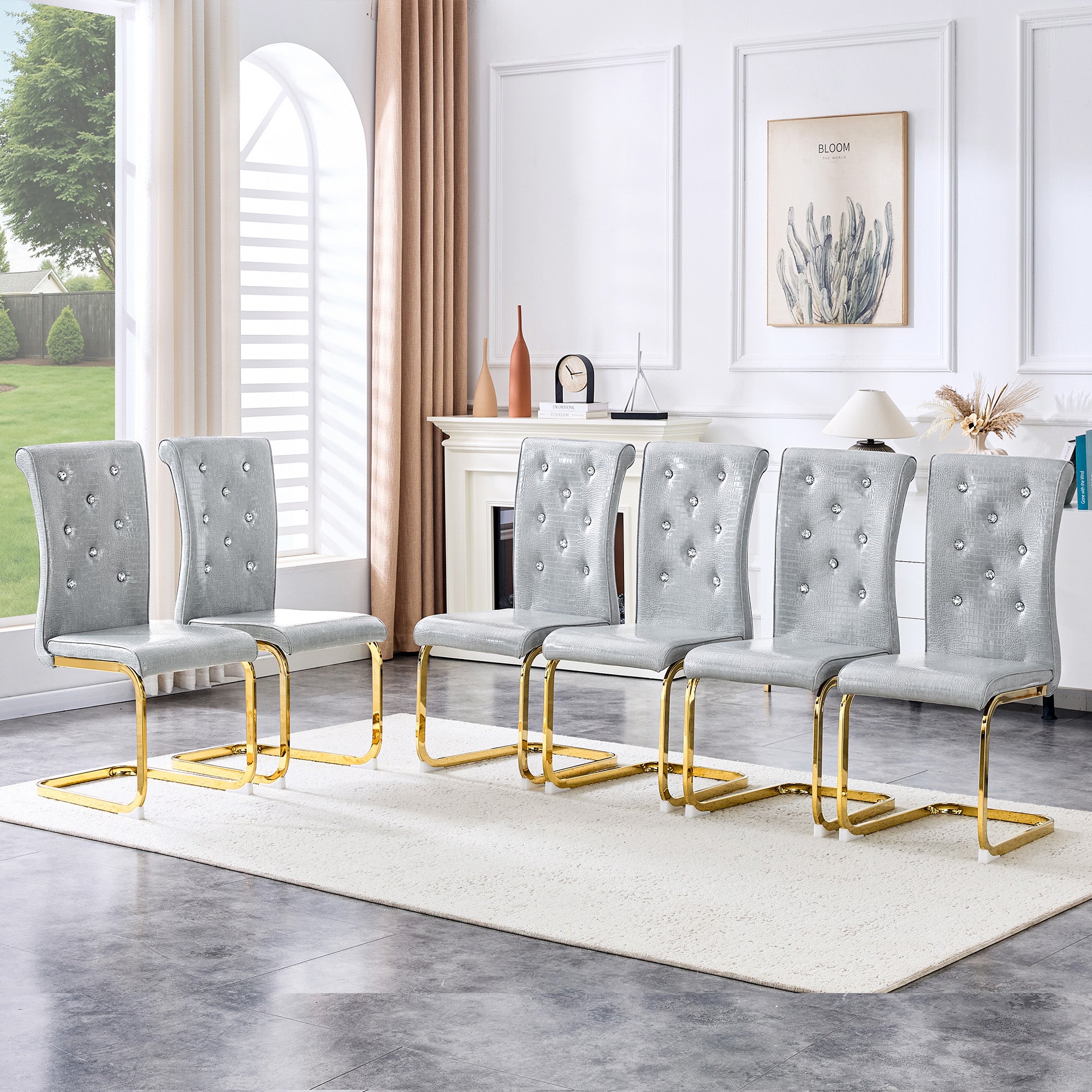 Set of 4 Retro Alligator Skin Upholstered Dining Chairs