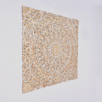 Wooden Floral Hand Carved Mandala Square Wall Decor - 48x48