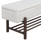 TREXM Farmhouse Upholstered Storage Bench