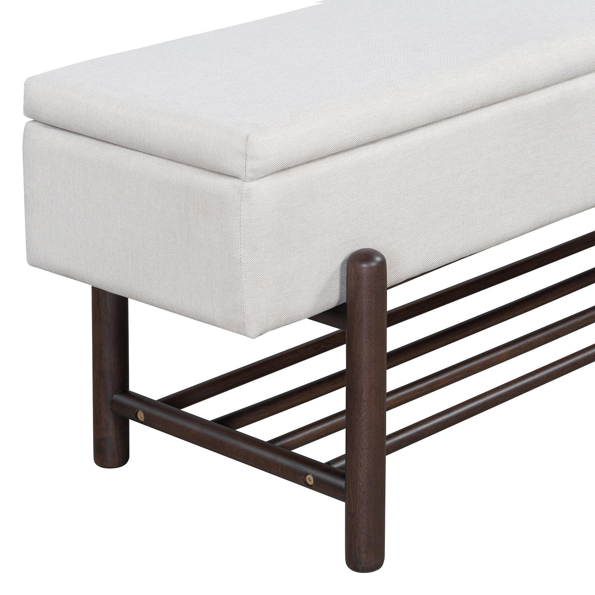 TREXM Farmhouse Upholstered Storage Bench