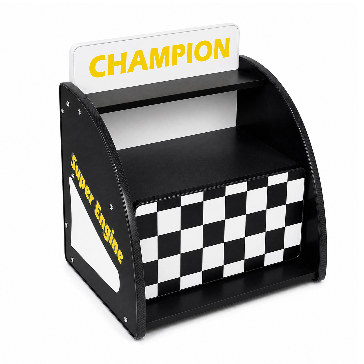 Kids Racing Car Nightstand with Open Storage Shelf