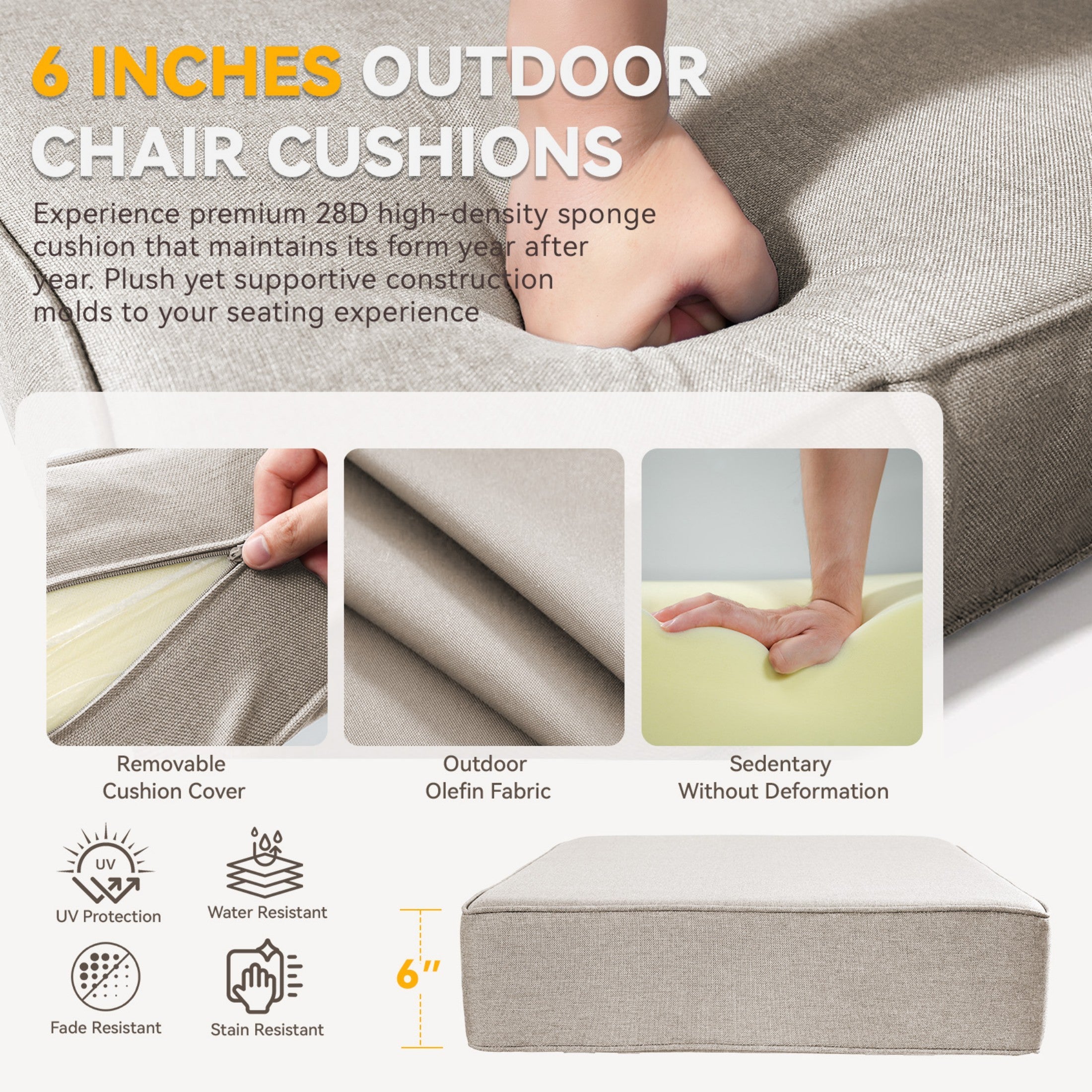 6" Thicker Outdoor Chair Cushion Set