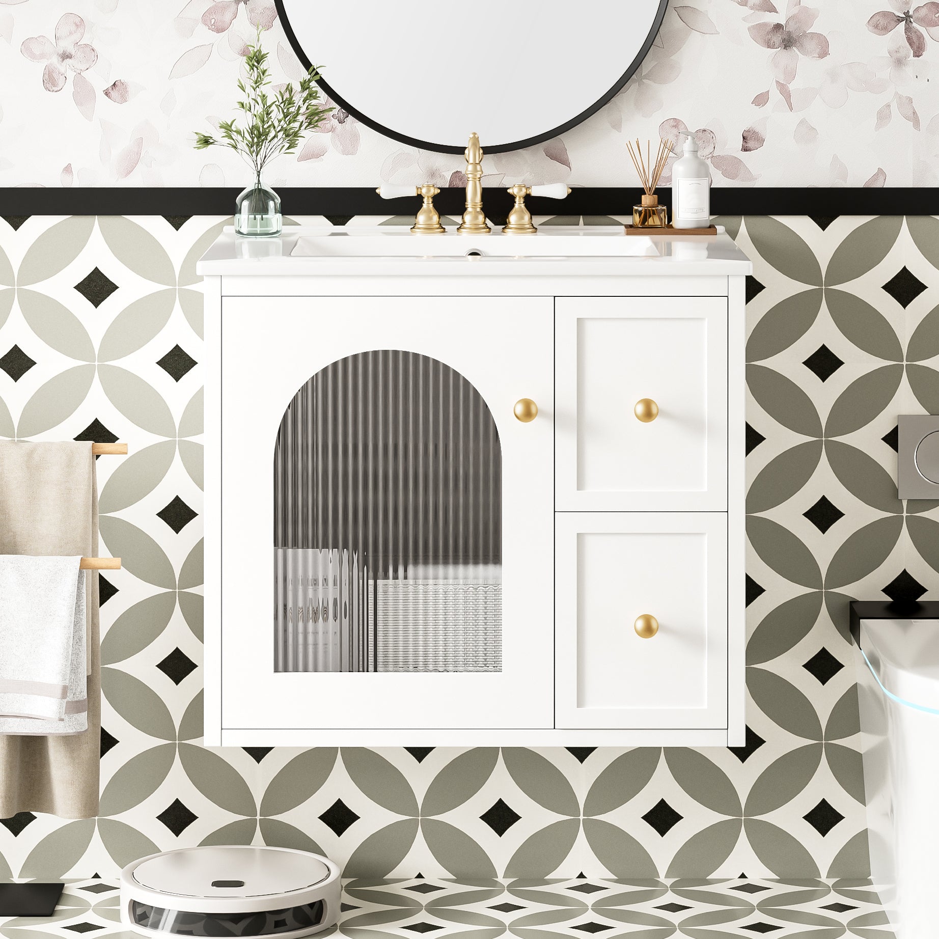 24" Bathroom Vanity Set Wall Mounted for Small Spaces