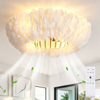 20" Feather-Dressed Caged Ceiling Fan with Remote