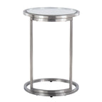 Round Zenn End Table in Stainless Steel with Clear Glass Table Top