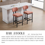 Bar Stools Set of 2, 26 Inch Modern Upholstered Fabric Counter Height Barstools