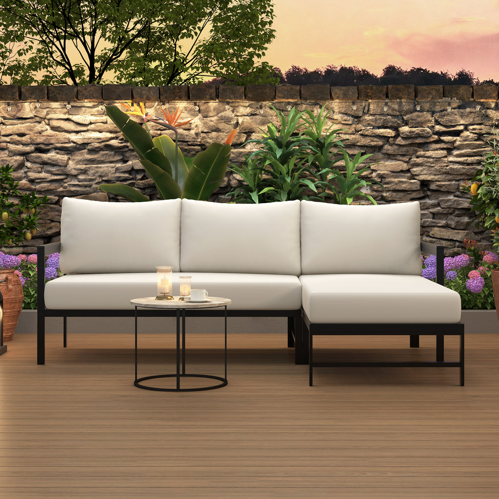U_Style Outdoor L-Shaped Sofa with Iron Frame