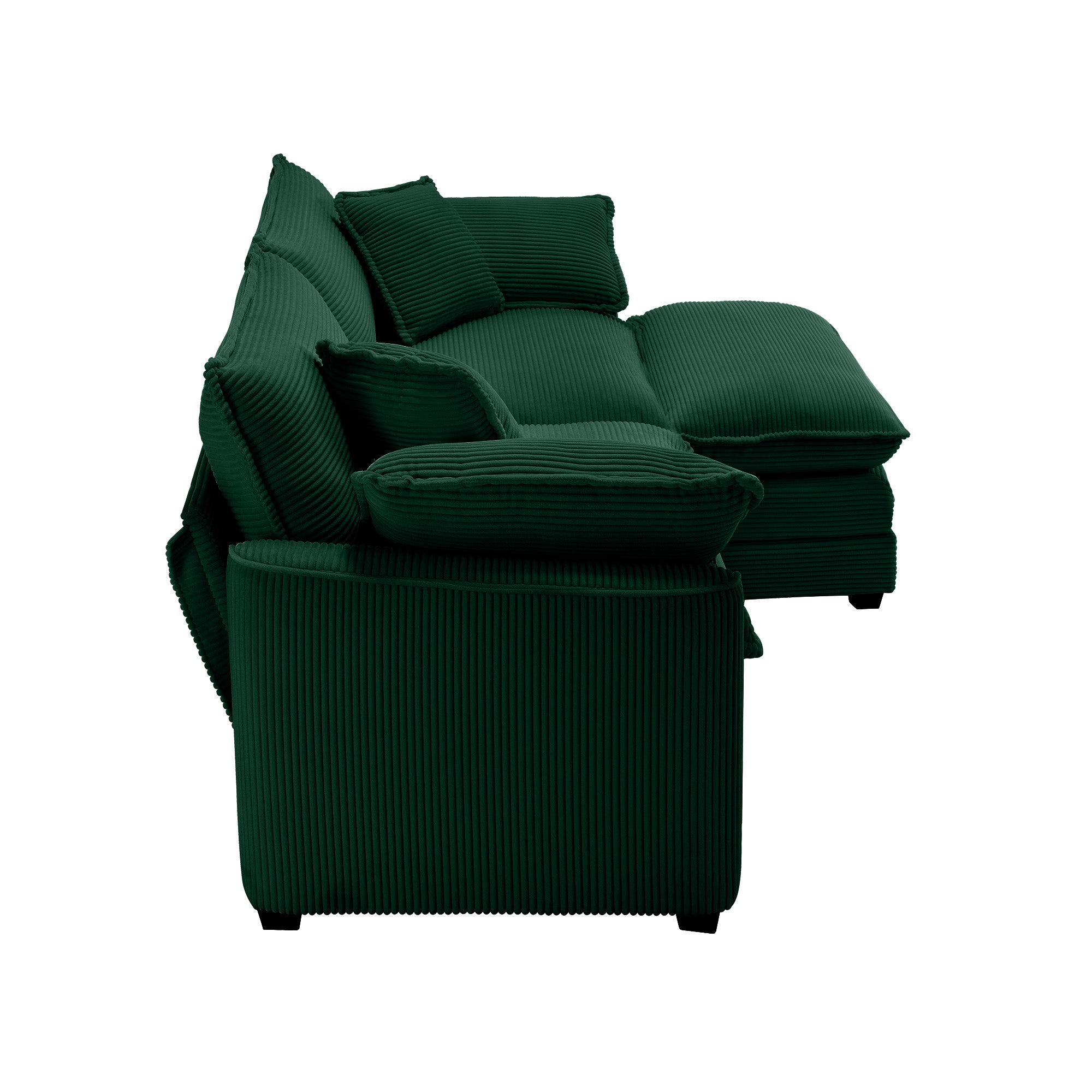 Corduroy Two-Seater Sofa with Ottoman