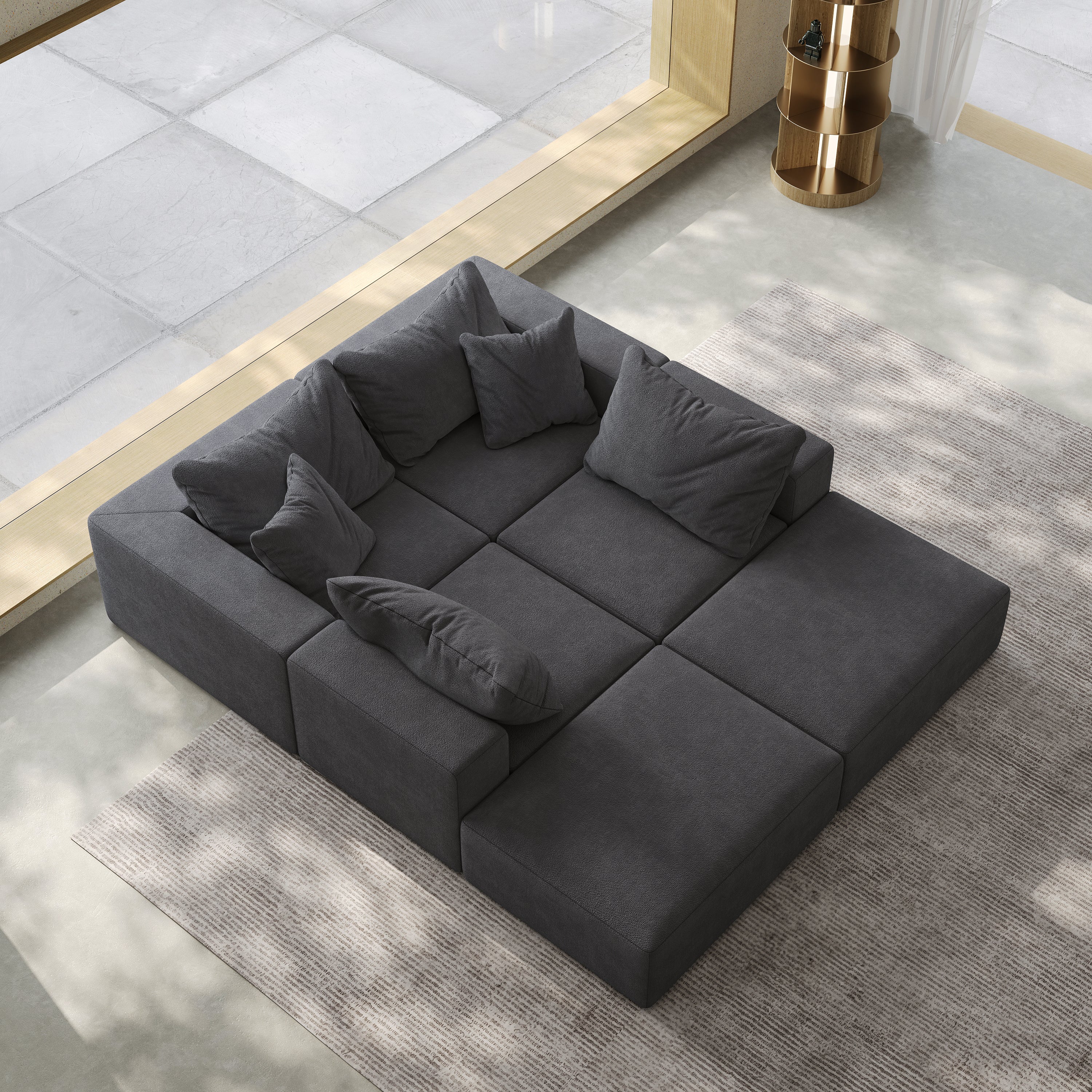 Oversized Sponge Cloud Sofa - Modern Upholstered Sectional Couch