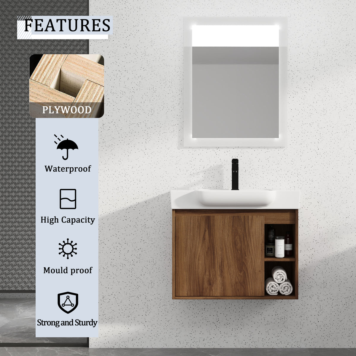 28" Wall-Mounted Bathroom Vanity