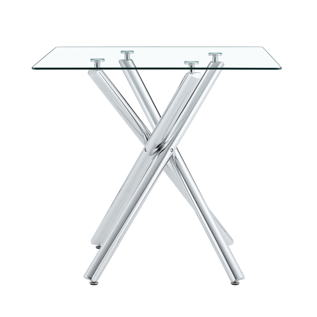 Modern Electroplated Metal Leg Bar Table with Tempered Glass Top