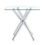Modern Electroplated Metal Leg Bar Table with Tempered Glass Top
