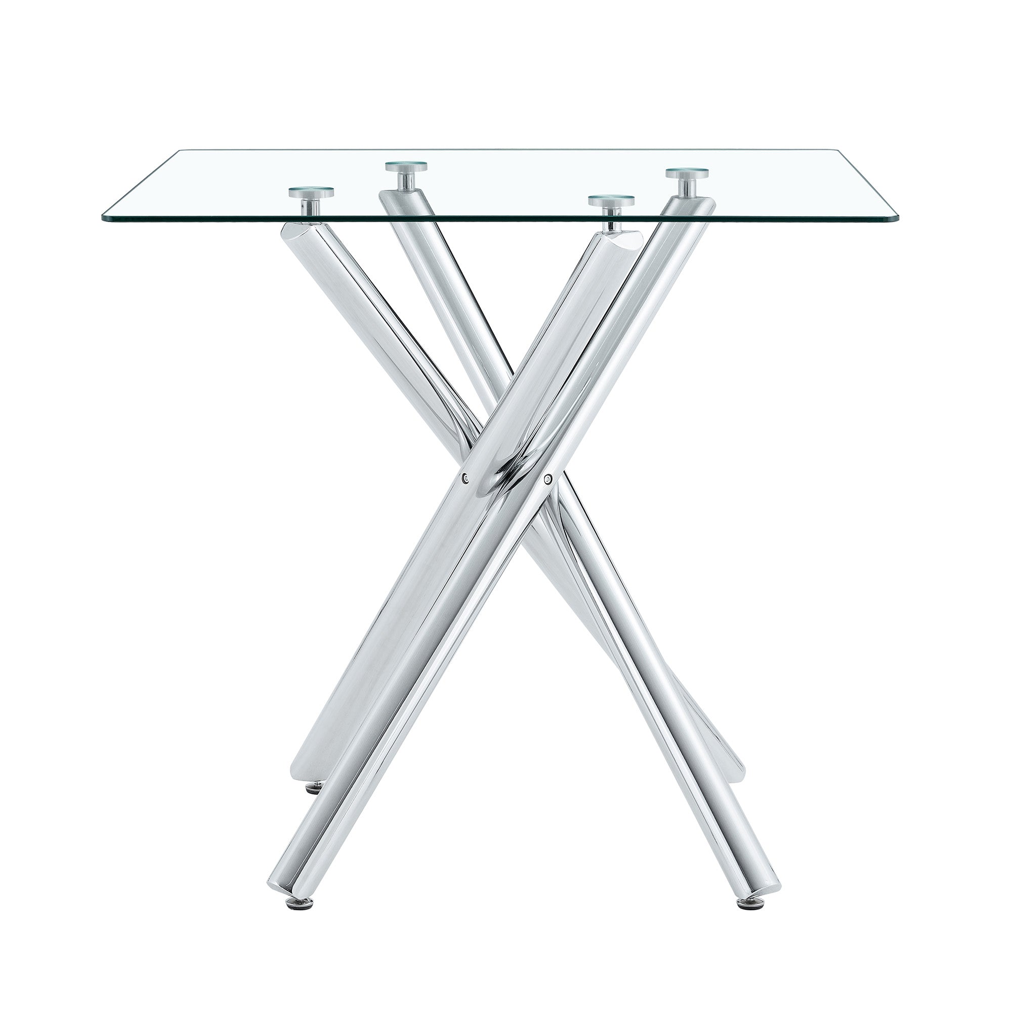 Modern Electroplated Metal Leg Bar Table with Tempered Glass Top