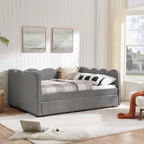 Full Size Cozy Gingham Daybed with Two Storage Drawers