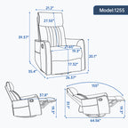 Orange Heat Massage Manual Recliner Chair with Rocker and Swivel in Fabric for Living Room