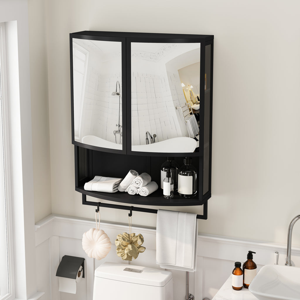 23.62" Modern Arched Glass Double-Door Wardrobe