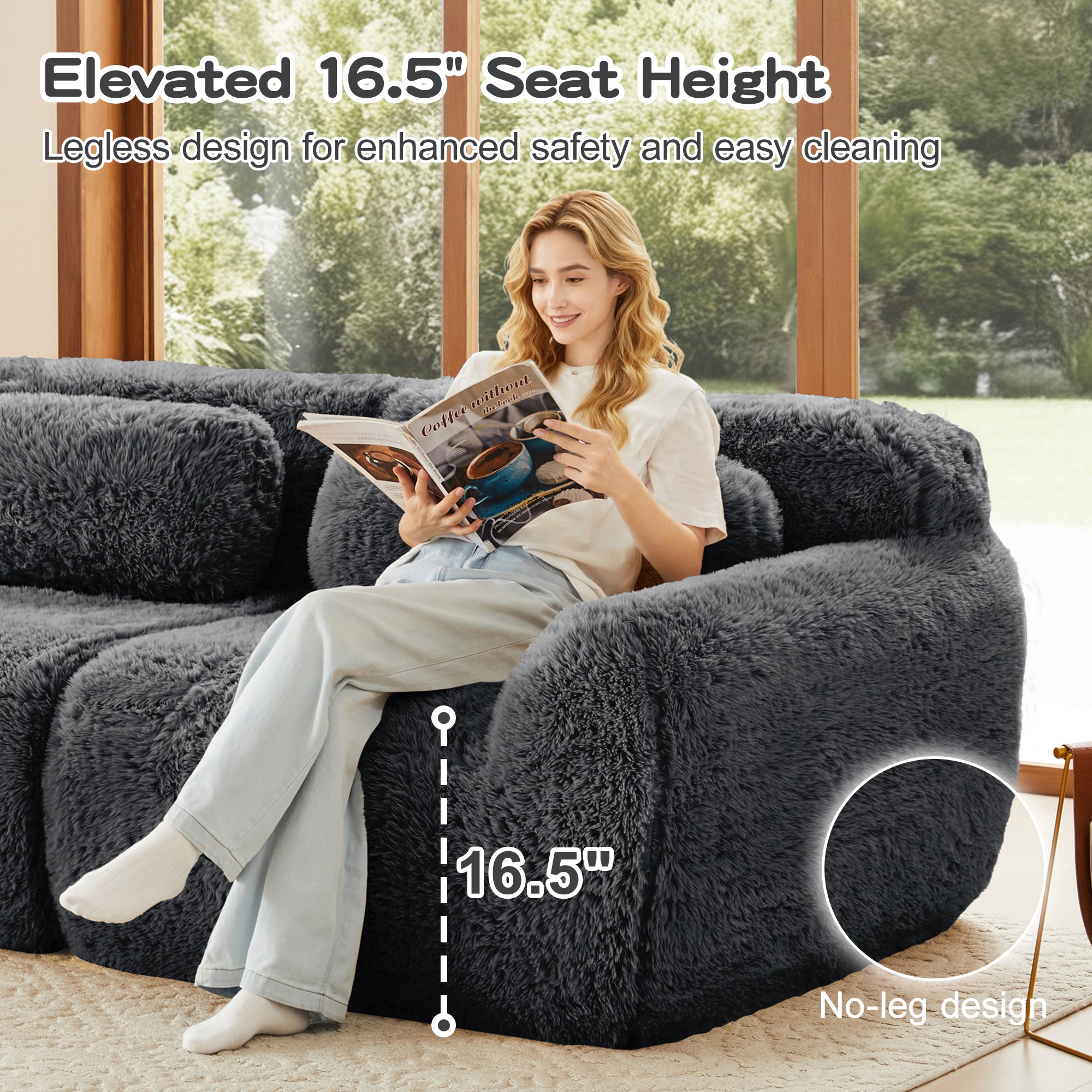 U-Shaped Boneless Sofa with High Density Sponge