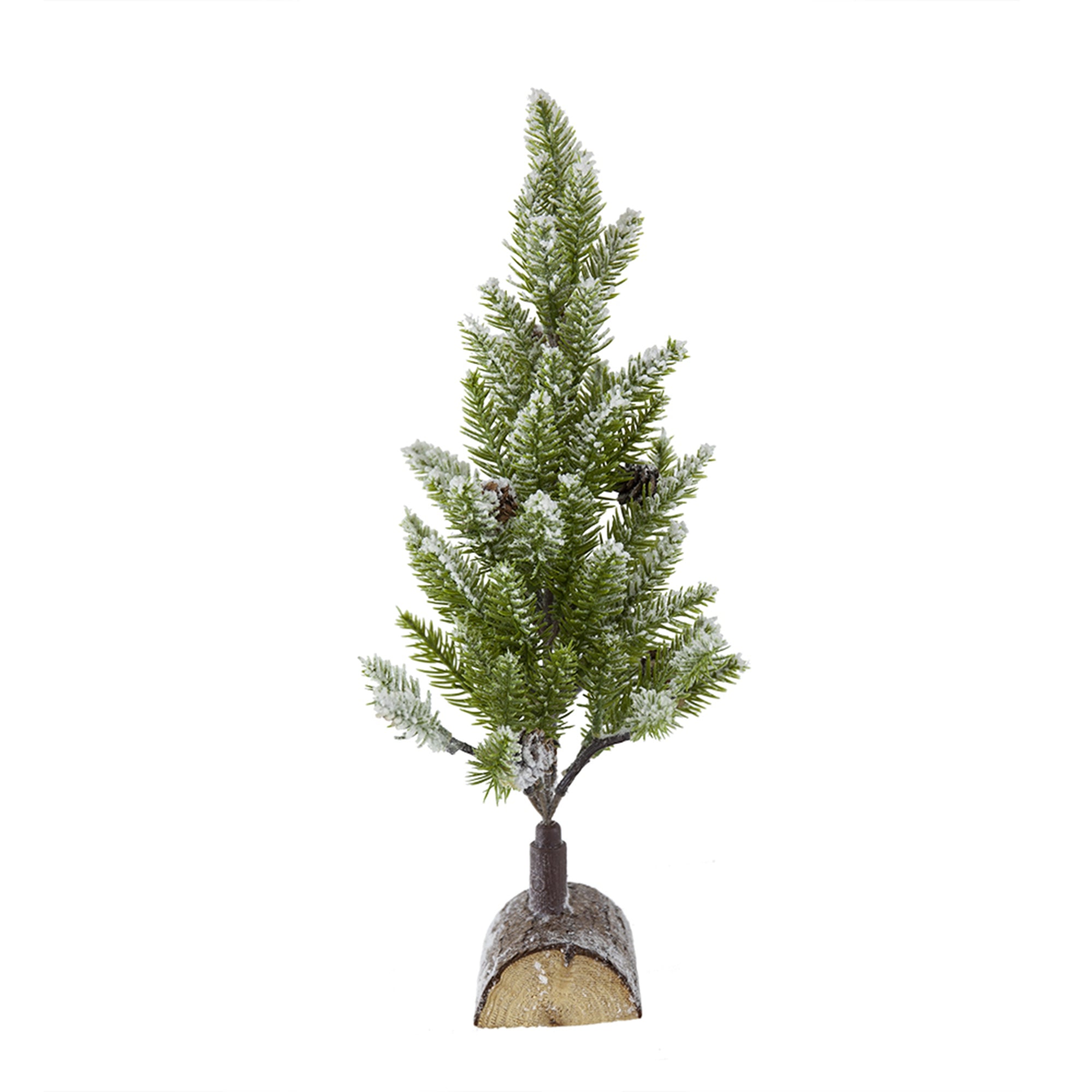 Set of 2, 13.5" Christmas PVC Tree On Wood Base With Snow