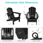 Folding Adirondack Chair with Cup Holder - Black
