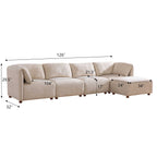 Aura 126 in. 5-Piece L Shaped Boucle Modular Sectional Sofa