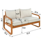 4-Piece Acacia Wood Outdoor Patio Furniture Set