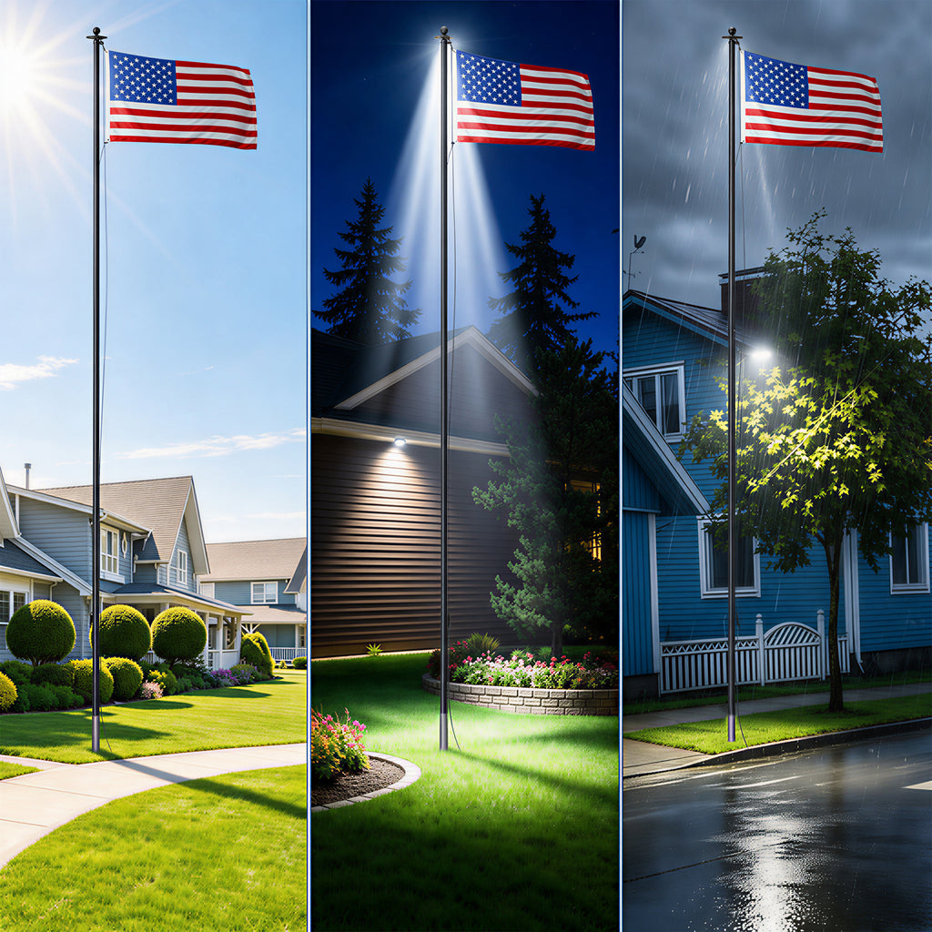 20FT Heavy Duty Flagpole Kit with LED Solar Light