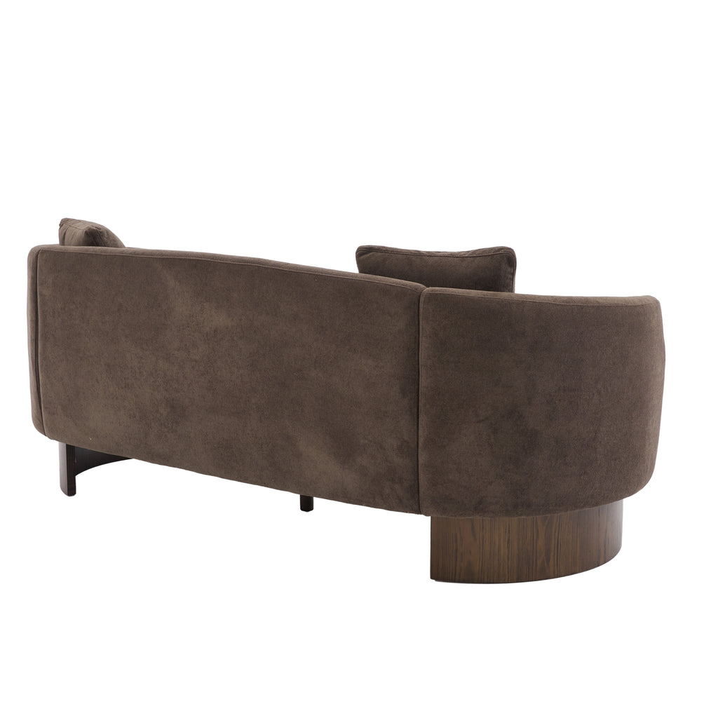 81 in. Curved Velvet Sofa with Wooden Base
