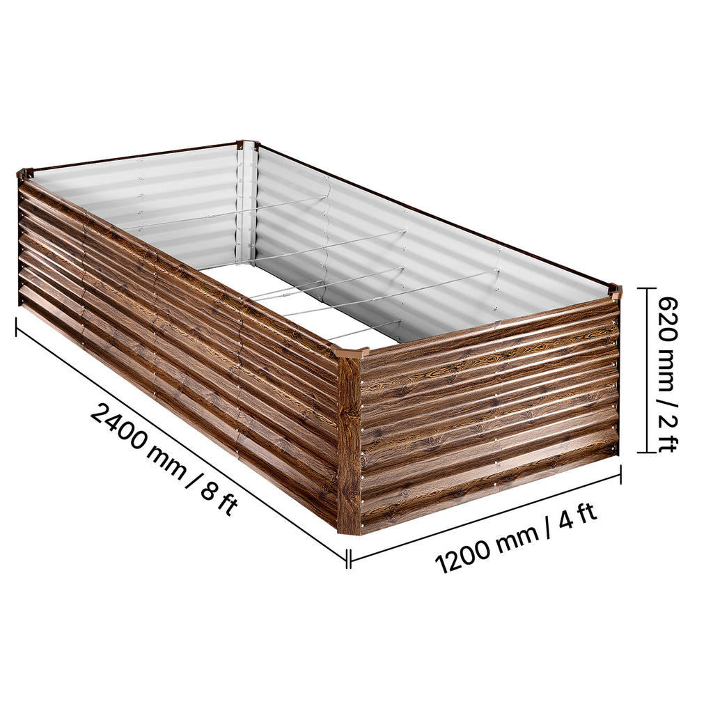 Galvanized Raised Garden Bed - 8 x 4 x 2 ft