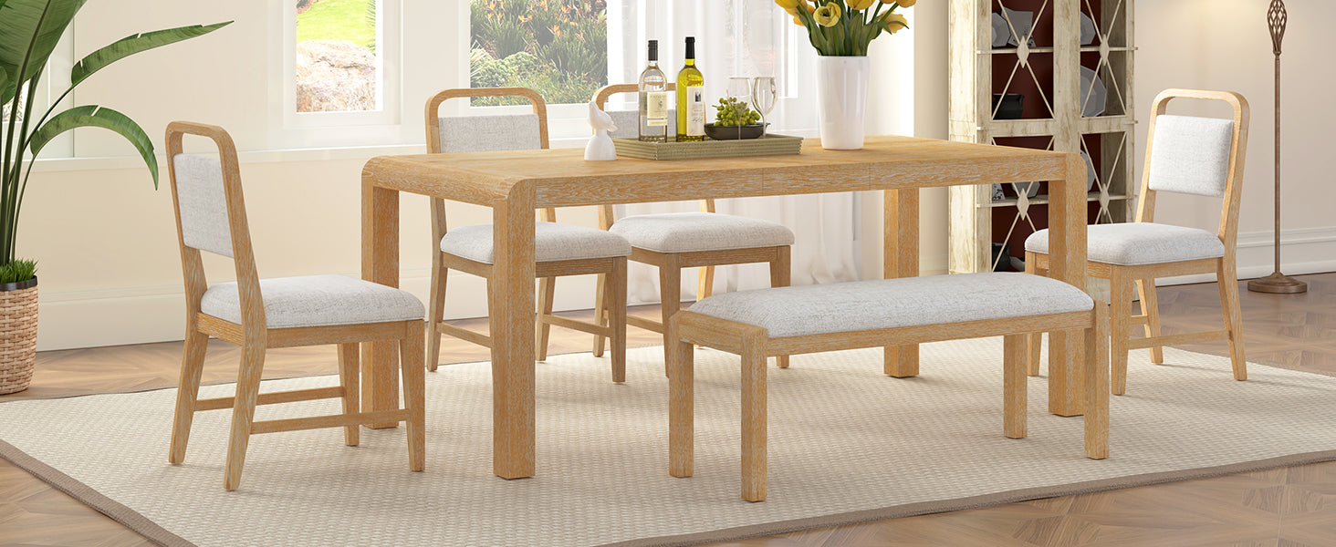 TREXM Vintage Extendable Dining Table Set for 4-6