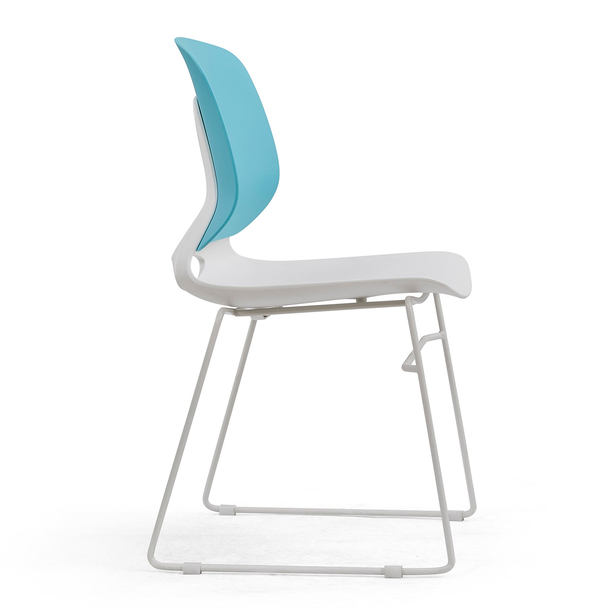 Modern Stacking Chairs Set of 4 in White and Blue