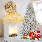 4FT Flocked Christmas Tree with 150 Colorful UL Lights and 21 Pine Cones