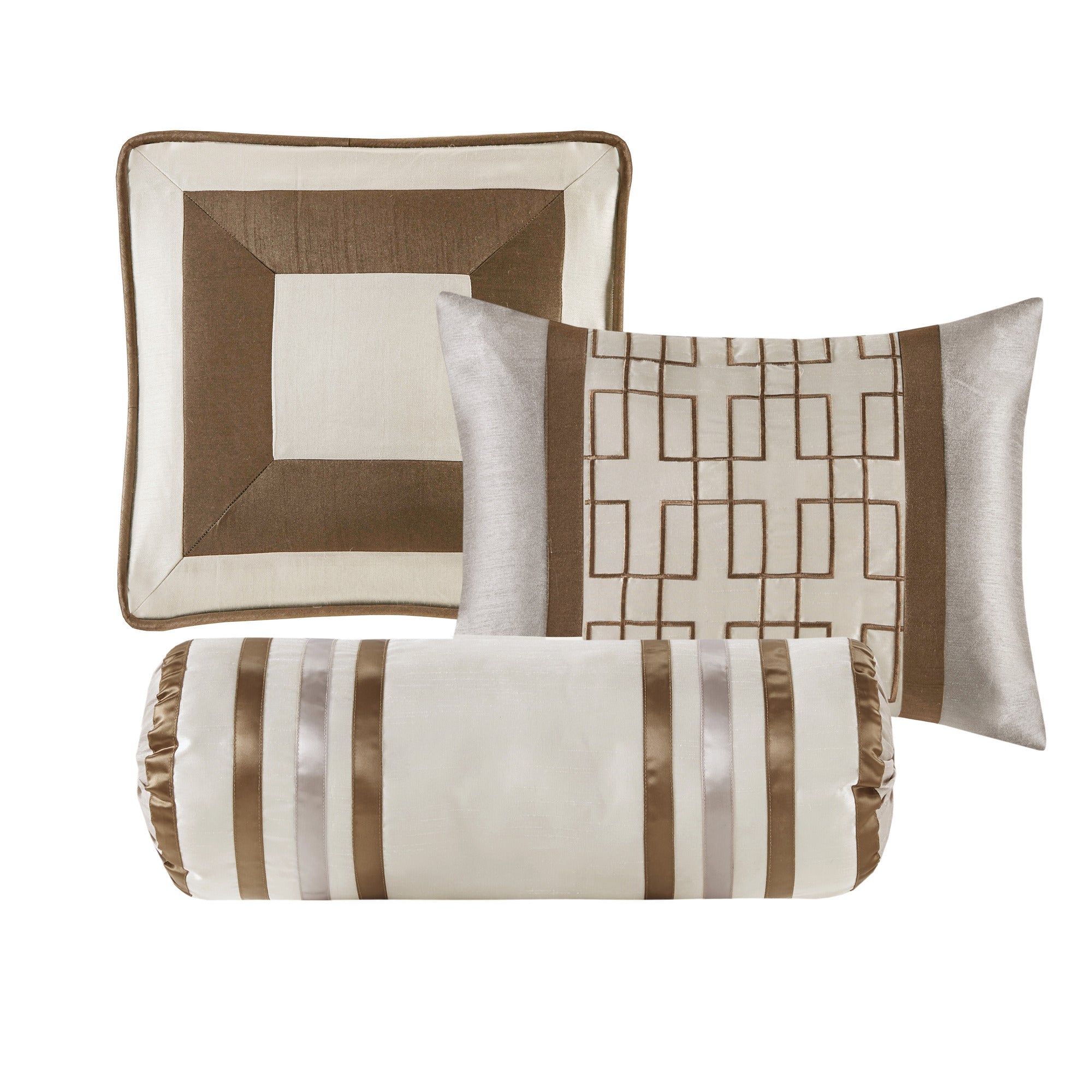 7 Piece Comforter Set - Taupe/Brown King