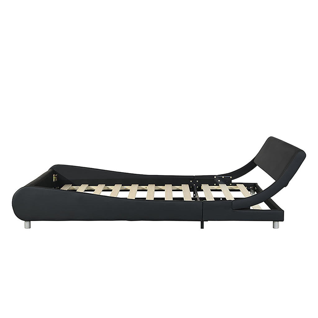 Faux Leather Upholstered Platform Bed Frame with LED Lighting
