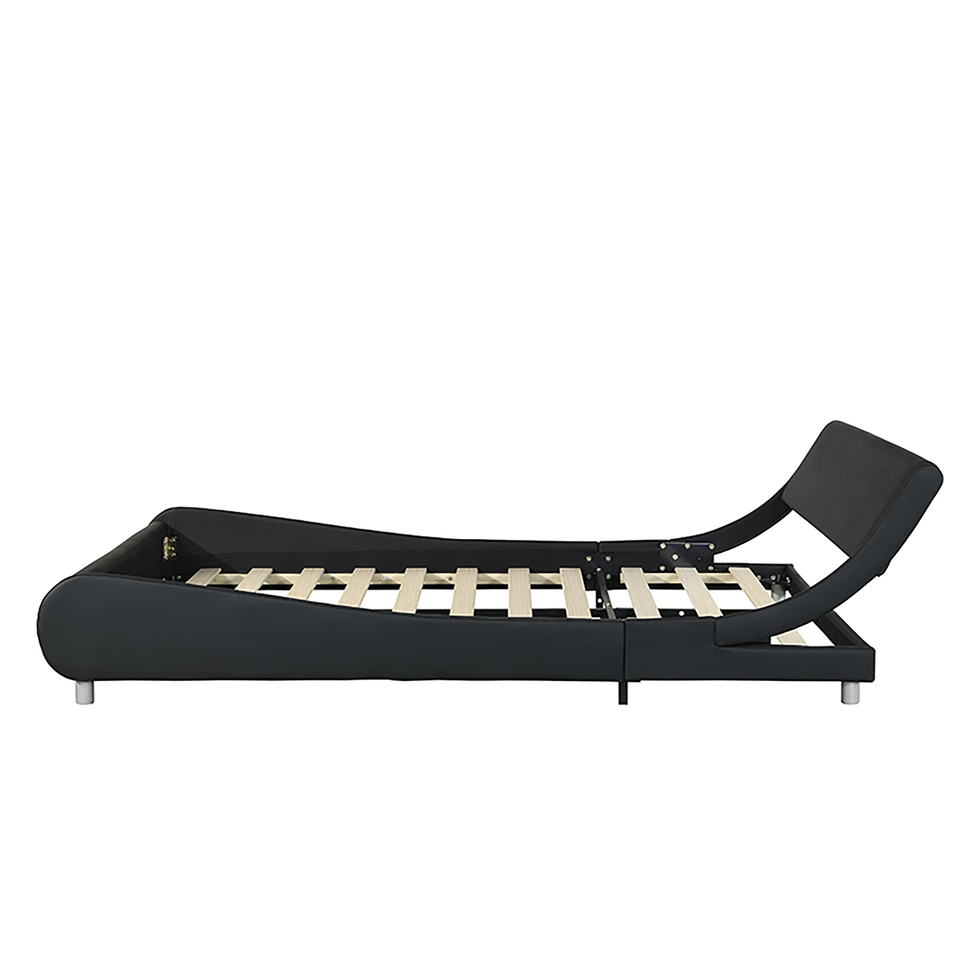 Faux Leather Upholstered Platform Bed Frame with LED Lighting