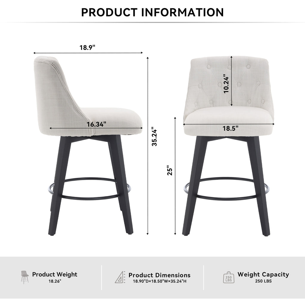 007-360° Swivel Bar Stools Set of 2
