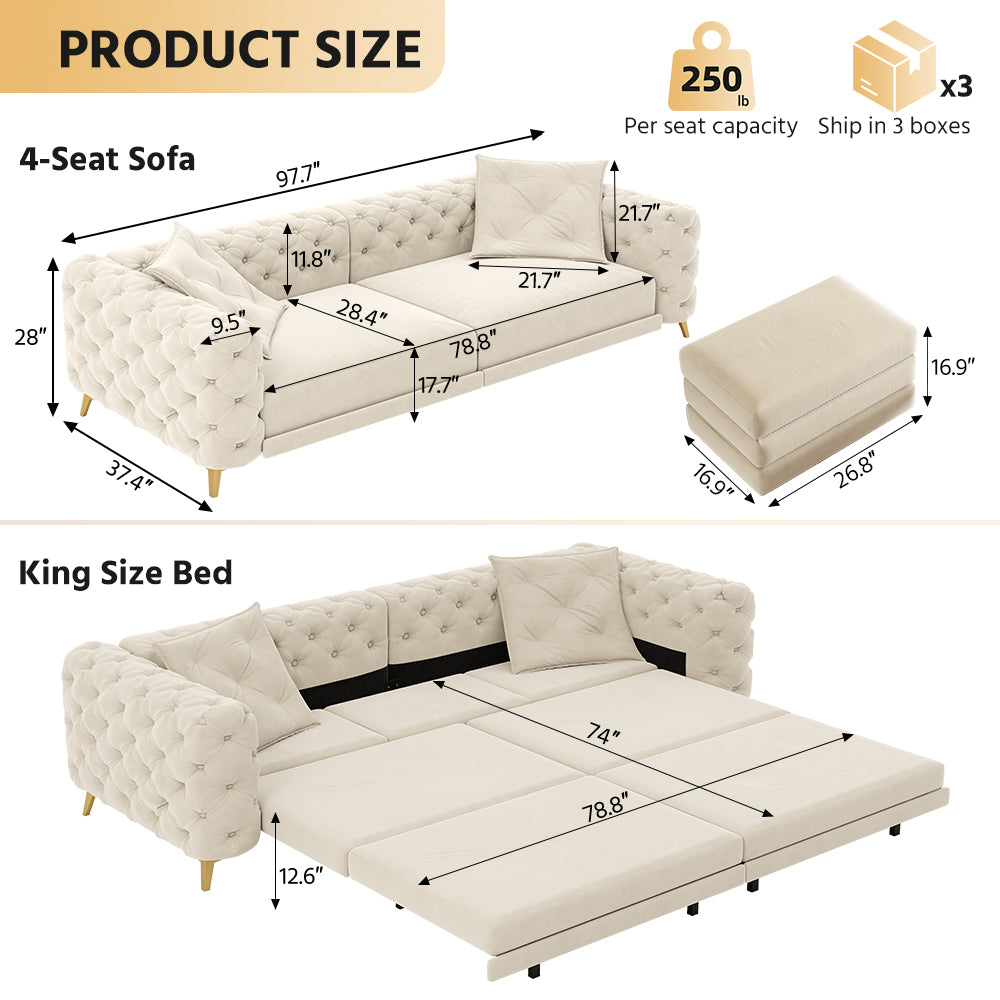 3-in-1 Convertible Sleeper Sofa