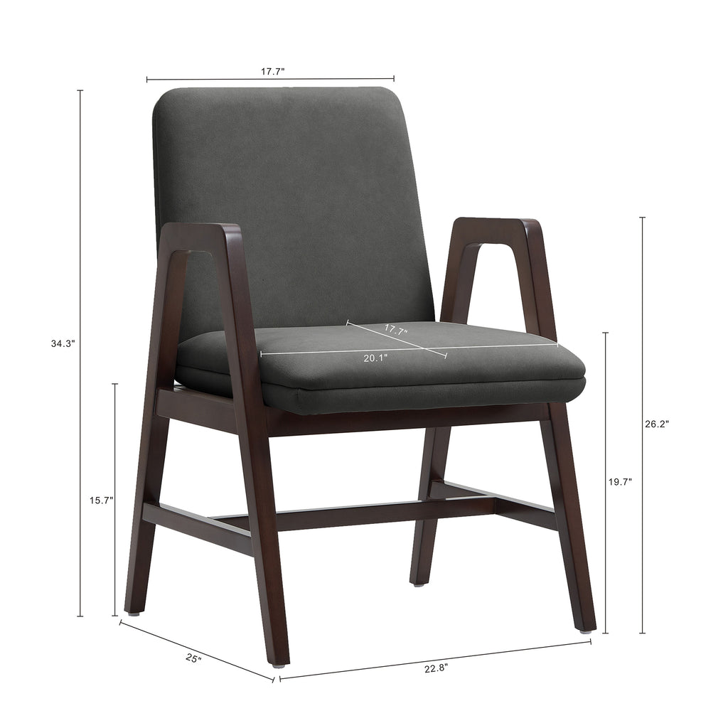 Stella Wood Velvet Armchair in Graphite