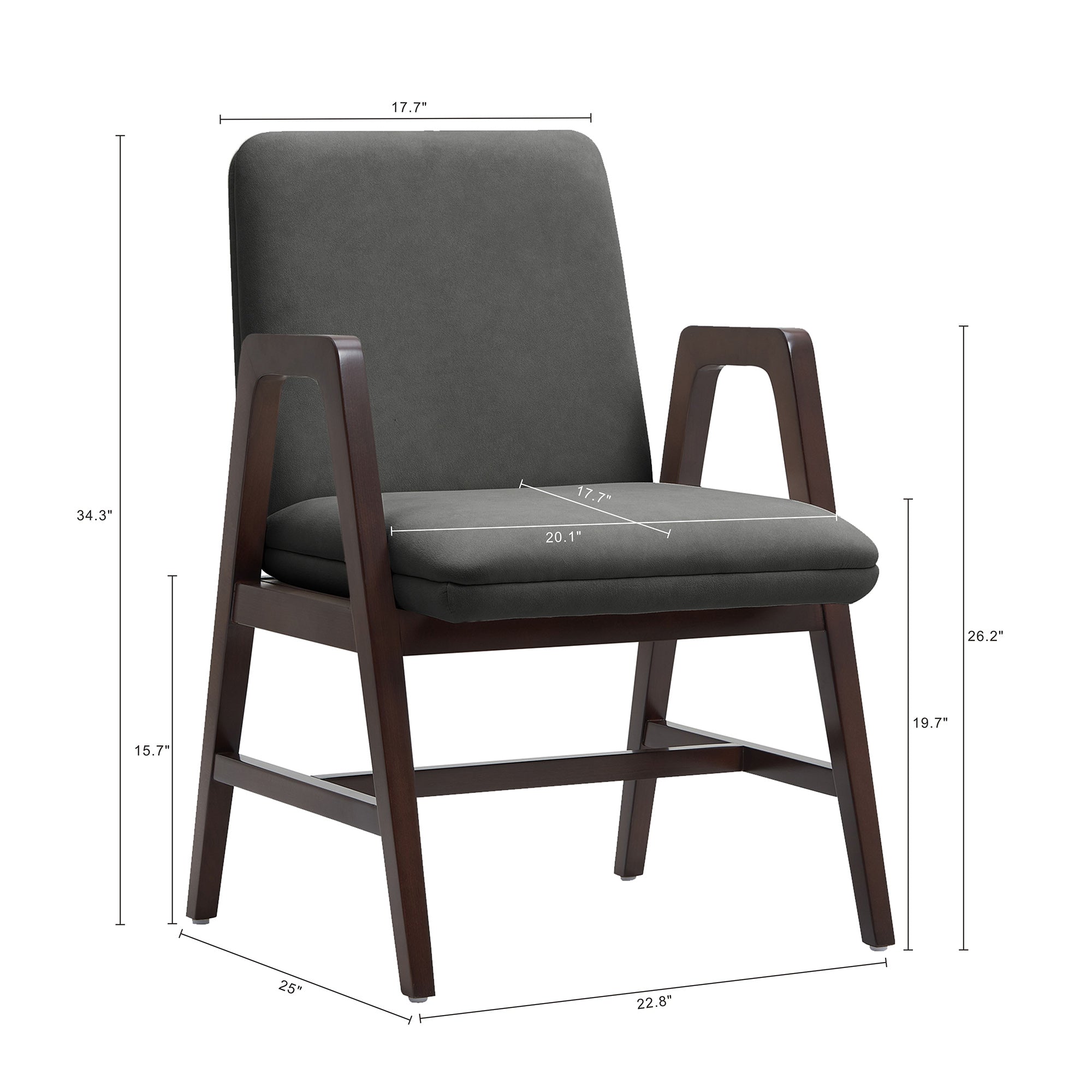 Stella Wood Velvet Armchair in Graphite