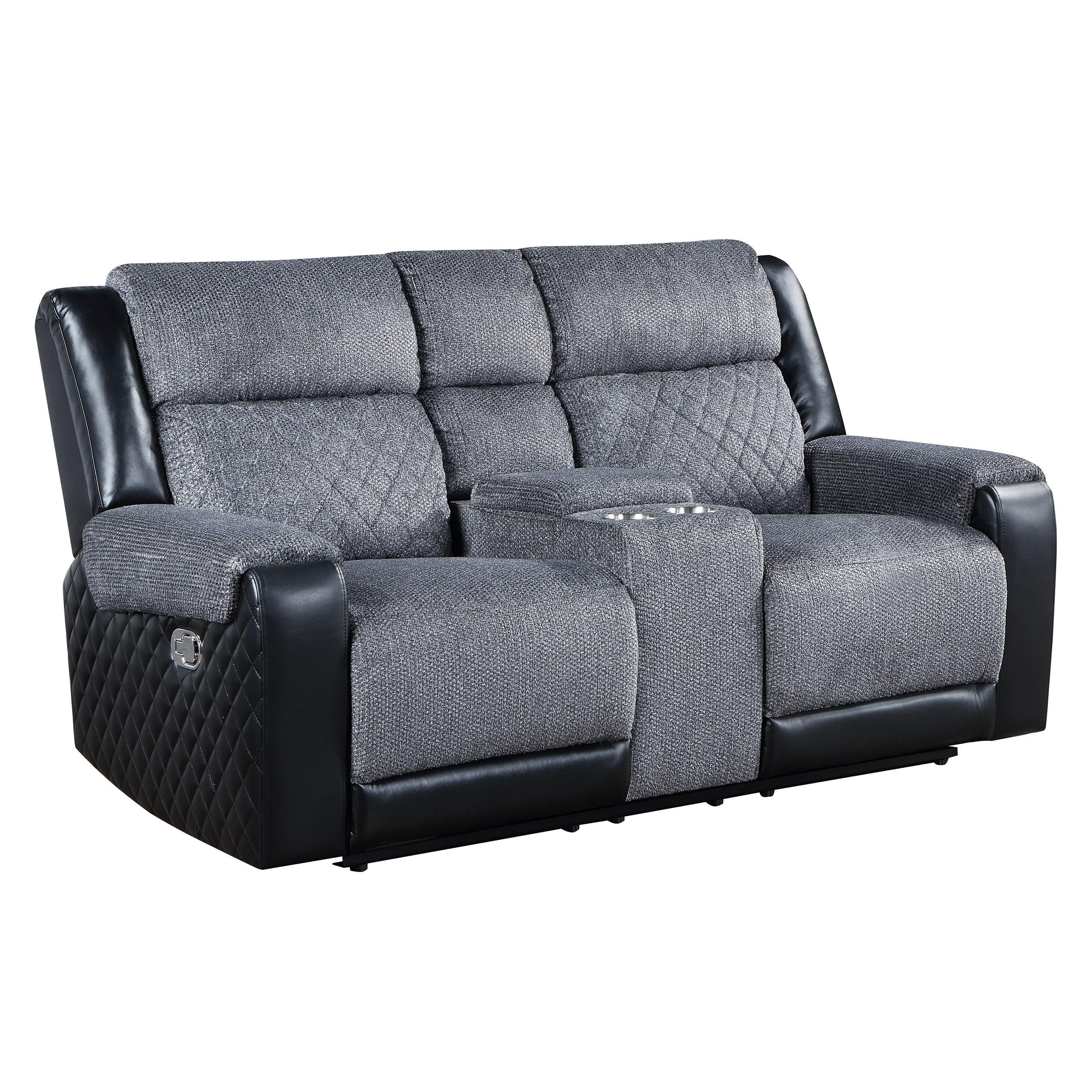 Alicia Grey/Black Reclining Sofa and Loveseat