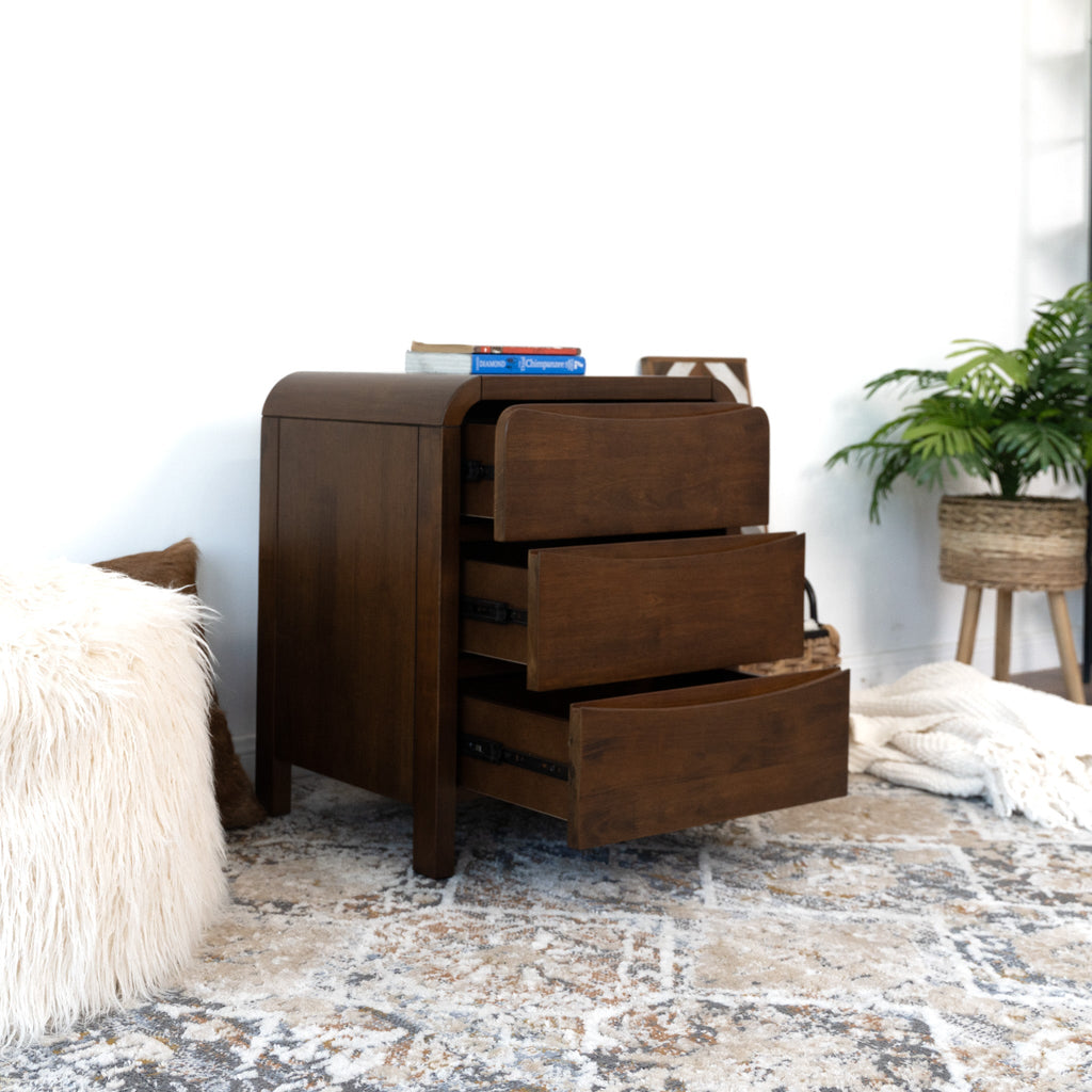 Lionel Mid Century Modern Solid Wood 3-Drawer Nightstand