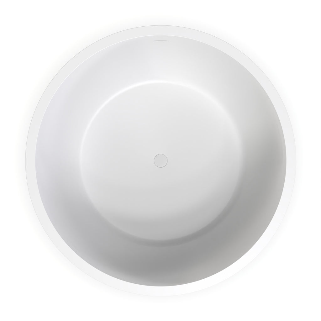 52.7 Inch Round Freestanding Solid Surface Soaking Bathtub