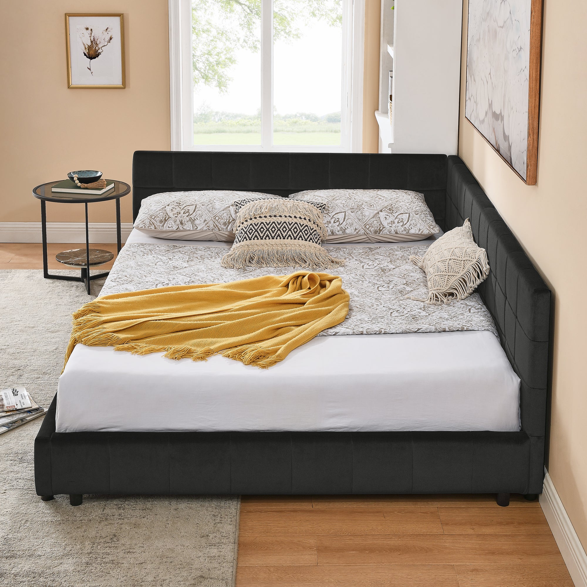 Queen Size Upholstered Tufted Bed Frame