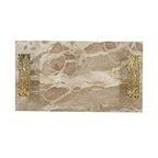 17.7" Marble Tray with Gold Handles