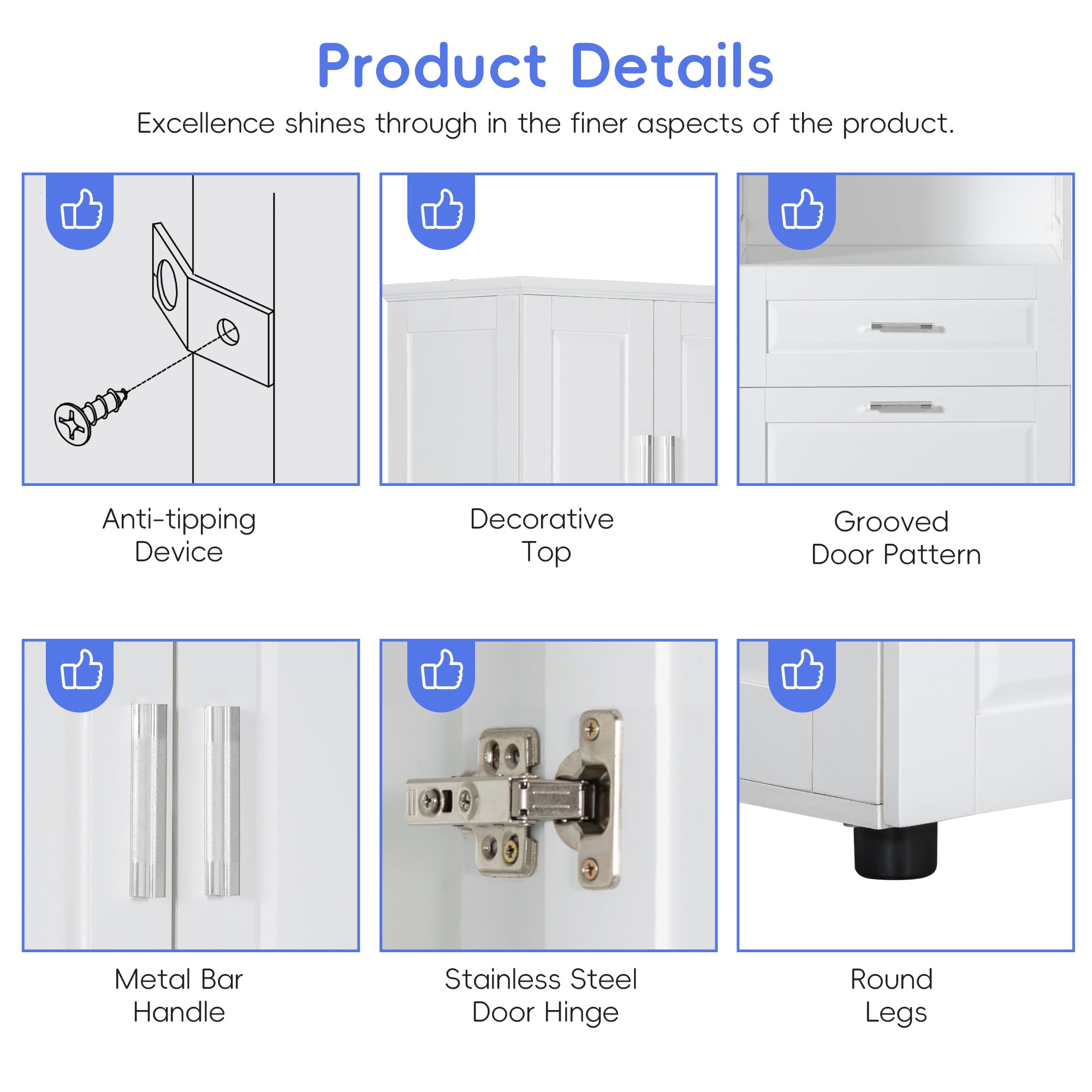Tall Bathroom Cabinet with Laundry Basket